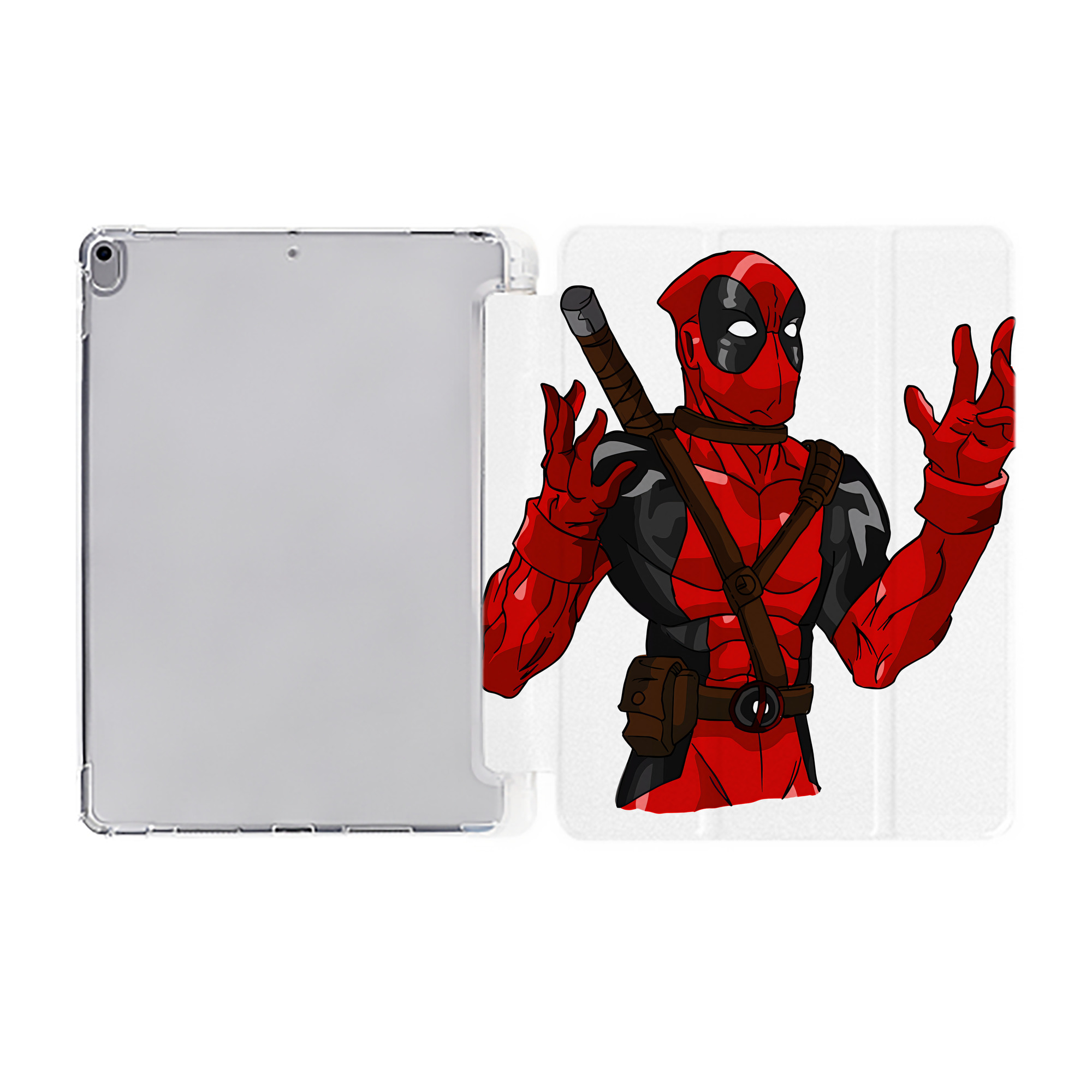 （画像用） Deadpool デッドプール IPad ケース ペン収納付き 三つ折りスタンド PUレザー×シリコン 対応機種9.5/10.5/10.9インチ